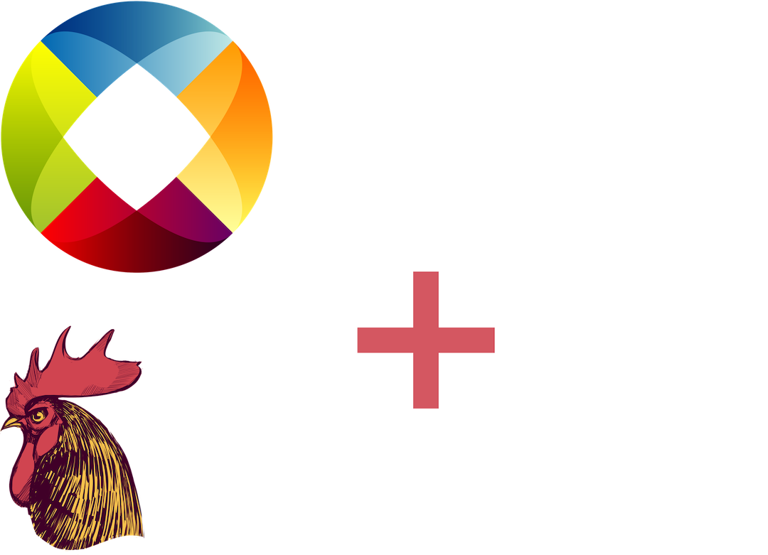 Our two logos with a plus sign between them.